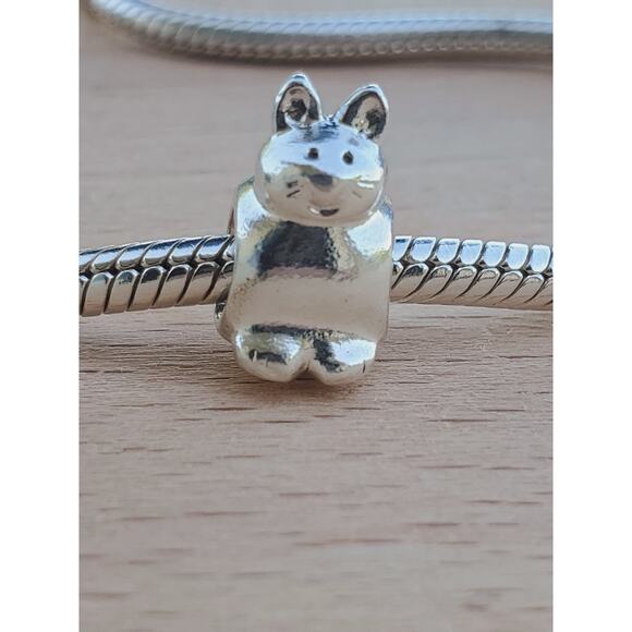 PANDORA KITTY CAT Sterling Silver Bead CHARM 925 - Picture 1 of 3
